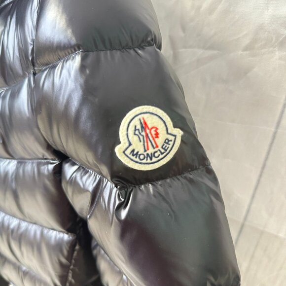 Moncler Black Shiny Quilted Puffer Jacket - Women’s Cinched Waist, High Collar - Picture 8 of 8